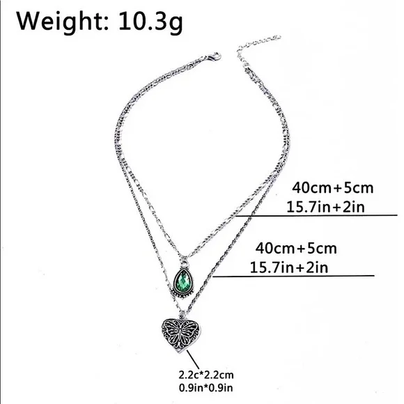 NEW STERLING SILVER HEART PERIDOT CHARM LAYER NECKLACE - Picture 3 of 3